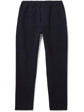 A Kind Of Guise Cotton/Wool Seersucker Navy Trousers